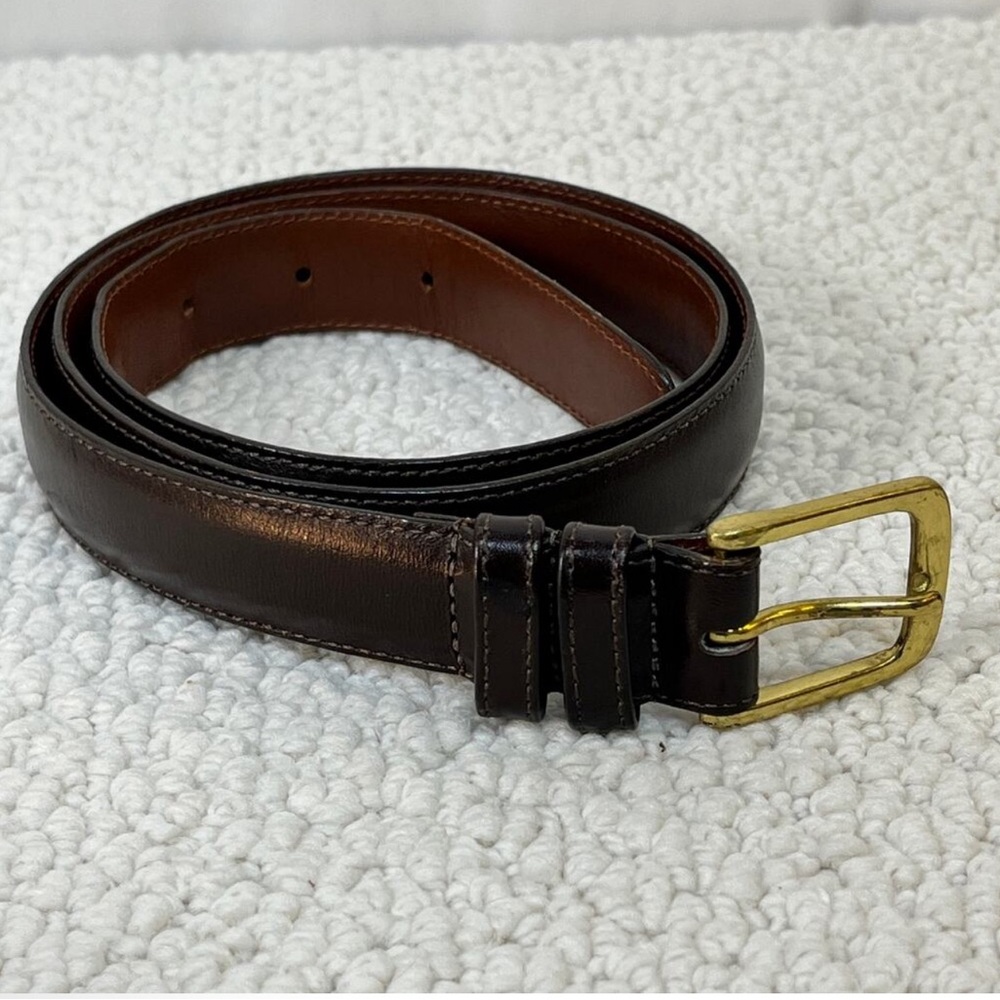 Coach Mocha Leather Dress Belt Men's Burnished Cowhide Brass Buckle 36" x 1" Y2K